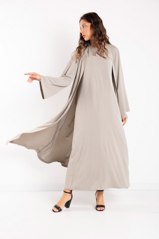 GRİ Abaya Elbise Takım 32-9076