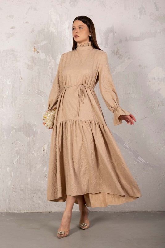 TAŞ Gofre Kumaşlı Elbise 32-6017