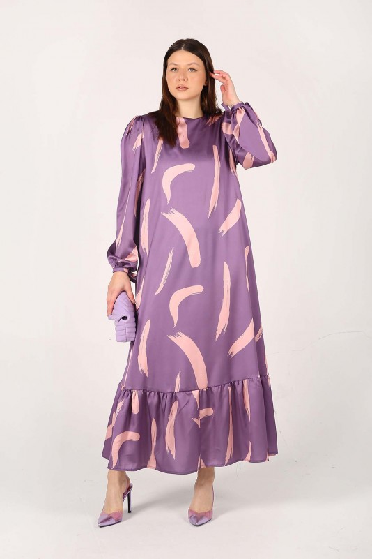 LİLA Fırça Desen Elbise 32-6018-1