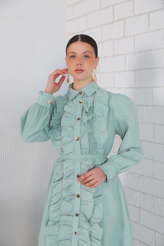 MİNT Fırfırlı Poplin Elbise 32-3005