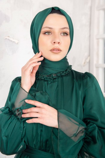 ZÜMRÜT Janjan Şifon Elbise & Şal Takım 32-9305
