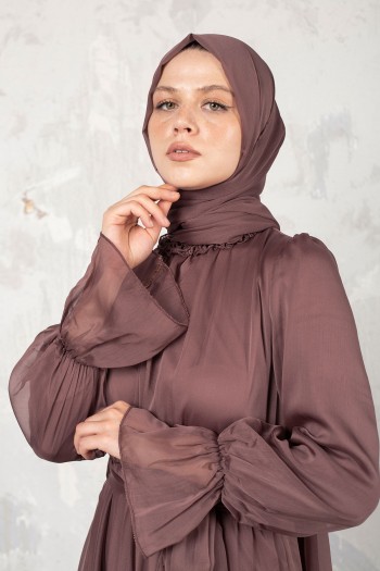 KOYU GÜL Janjan Şifon Elbise & Şal Takım 32-9305