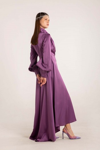 LEYLAK Taşlı Saten Elbise 32-6002