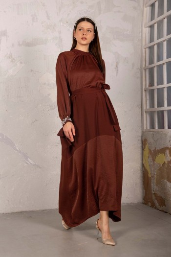 TABA Kolu Taş Detaylı Elbise 32-9106-1