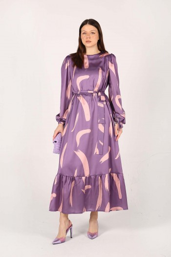 LİLA Fırça Desen Elbise 32-6018-1