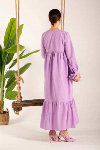 LİLA Kolu Bağcıklı Poplin Elbise 3-3070