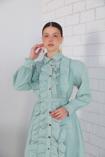 MİNT Fırfırlı Poplin Elbise 32-3005